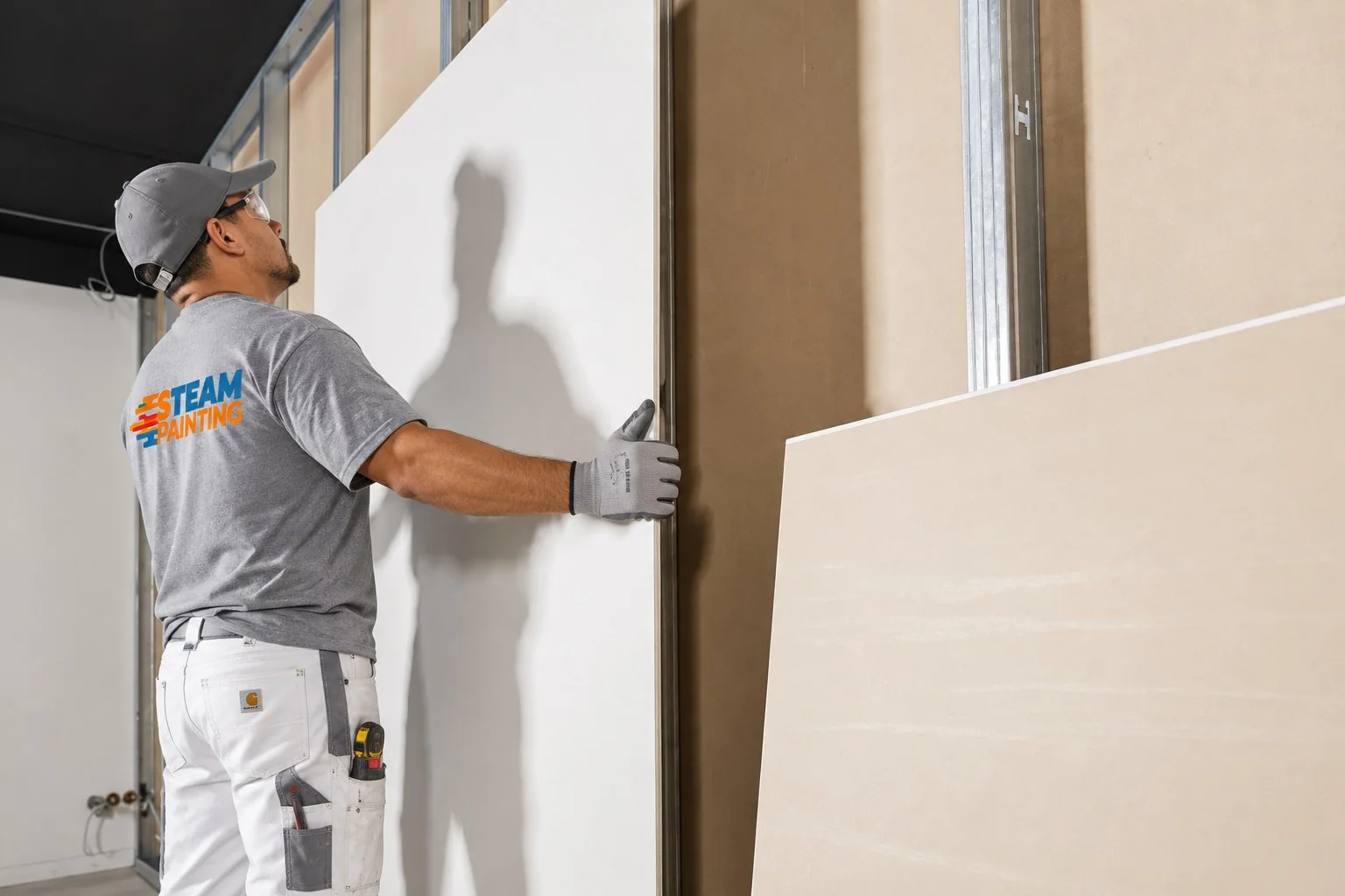 S-Team Painting professional installing and repairing drywall